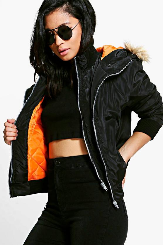 Petite Megan Double Layer MA1 Bomber Jacket